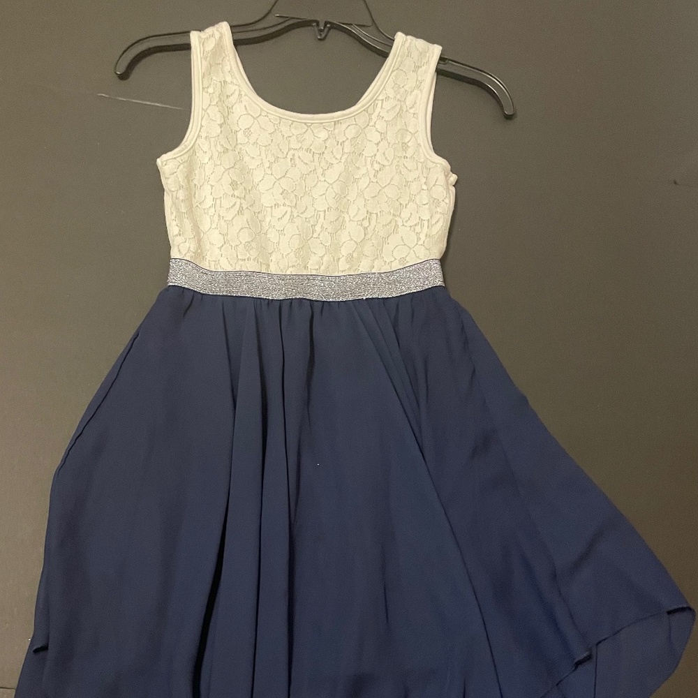 Blue and white, sparkly dress
